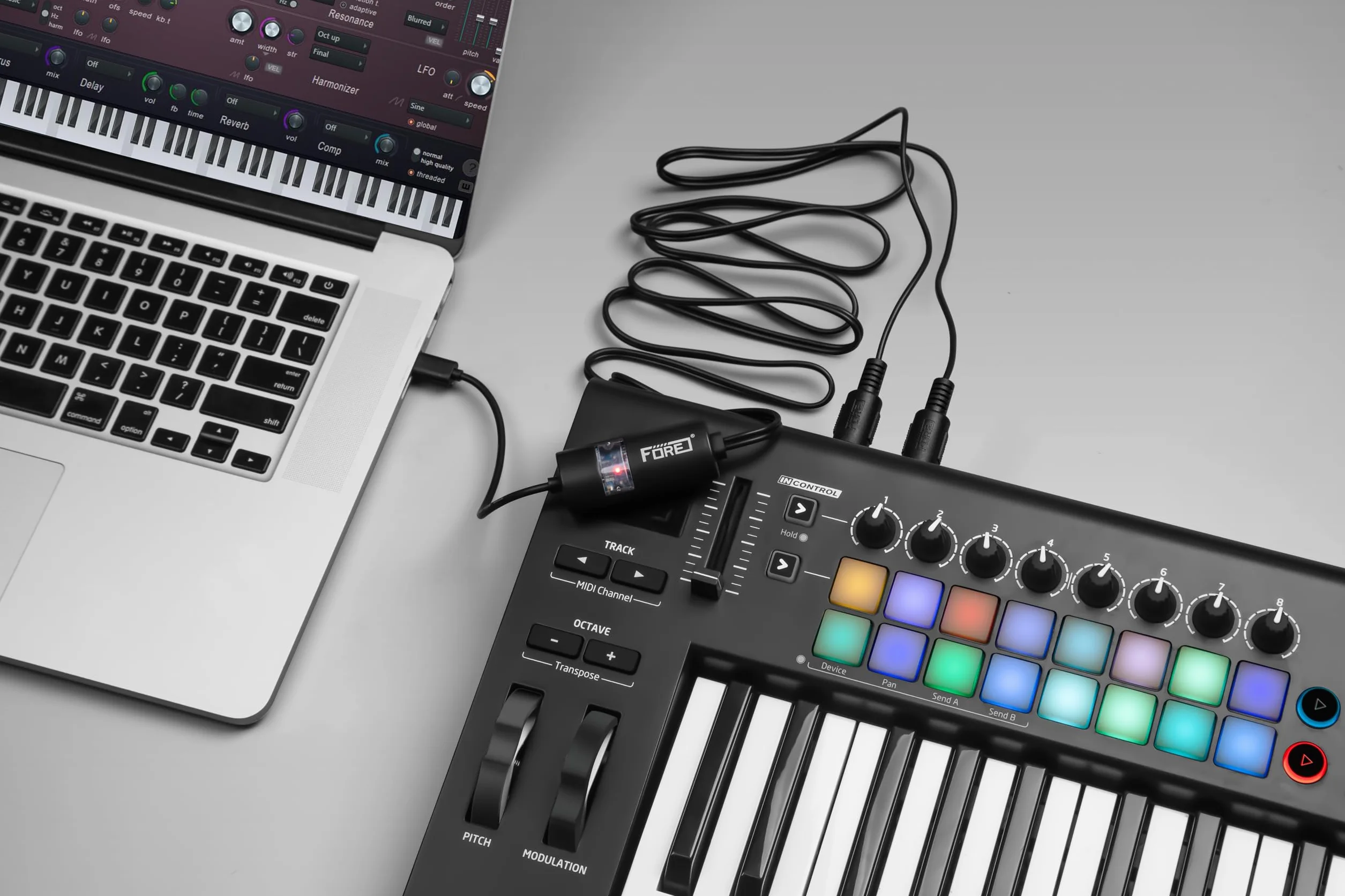 FORE MID zu USB Kabel Konverter Kompatibel mit USB-Typ-C-MIDI-Kabel mit Input&Output Funktioniert mit MIDI-Tastatur/Synthesizer/MIDI-Deivce Kompatibel mit iOS&Android, Windows/Mac OS Schwarz - 2m