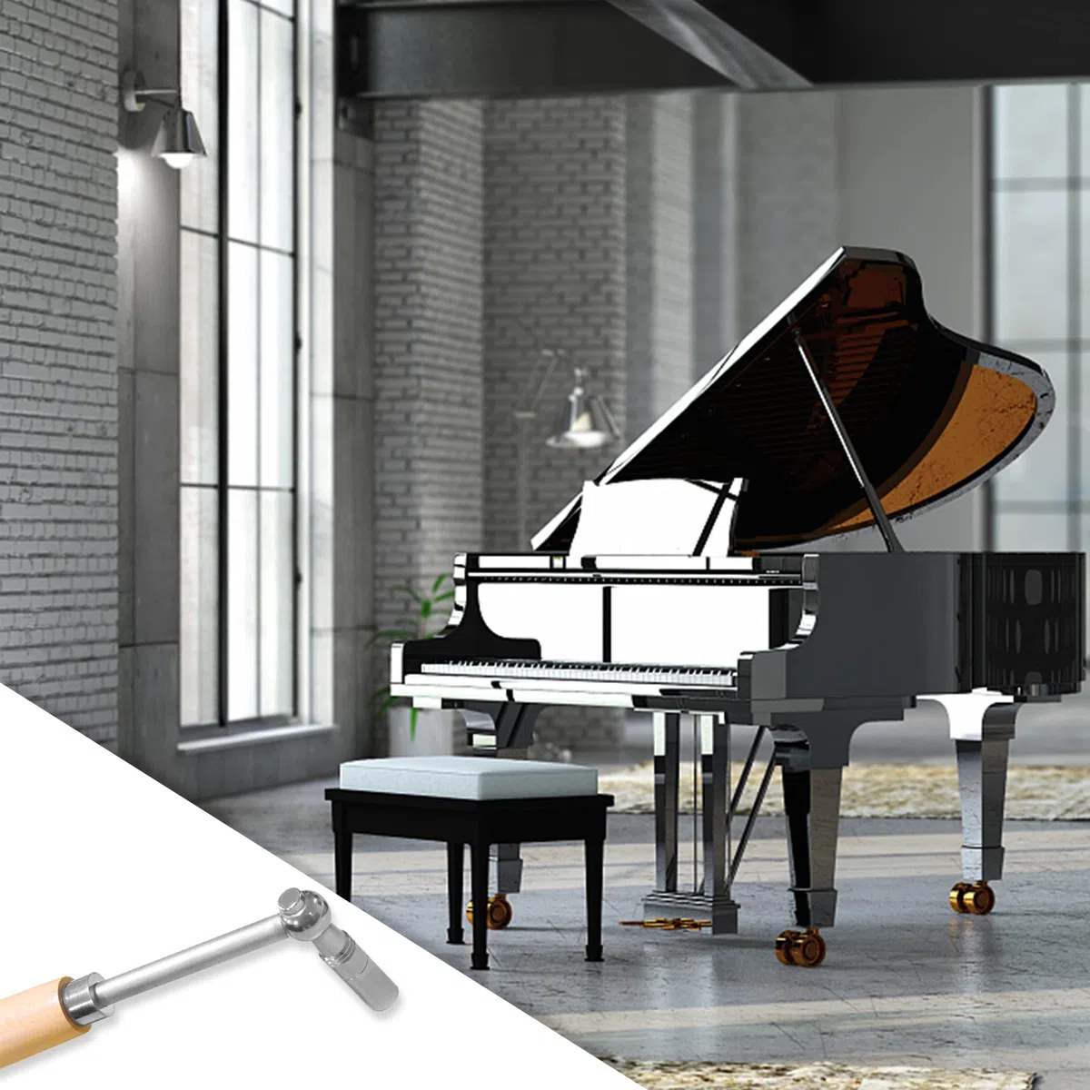 6-teiliges professionelles Klavier-Stimmset, Klavierstimmer, Hammer-Dämpfungs-Set | Klavier-Stimmhebel-Werkzeuge mit Koffer