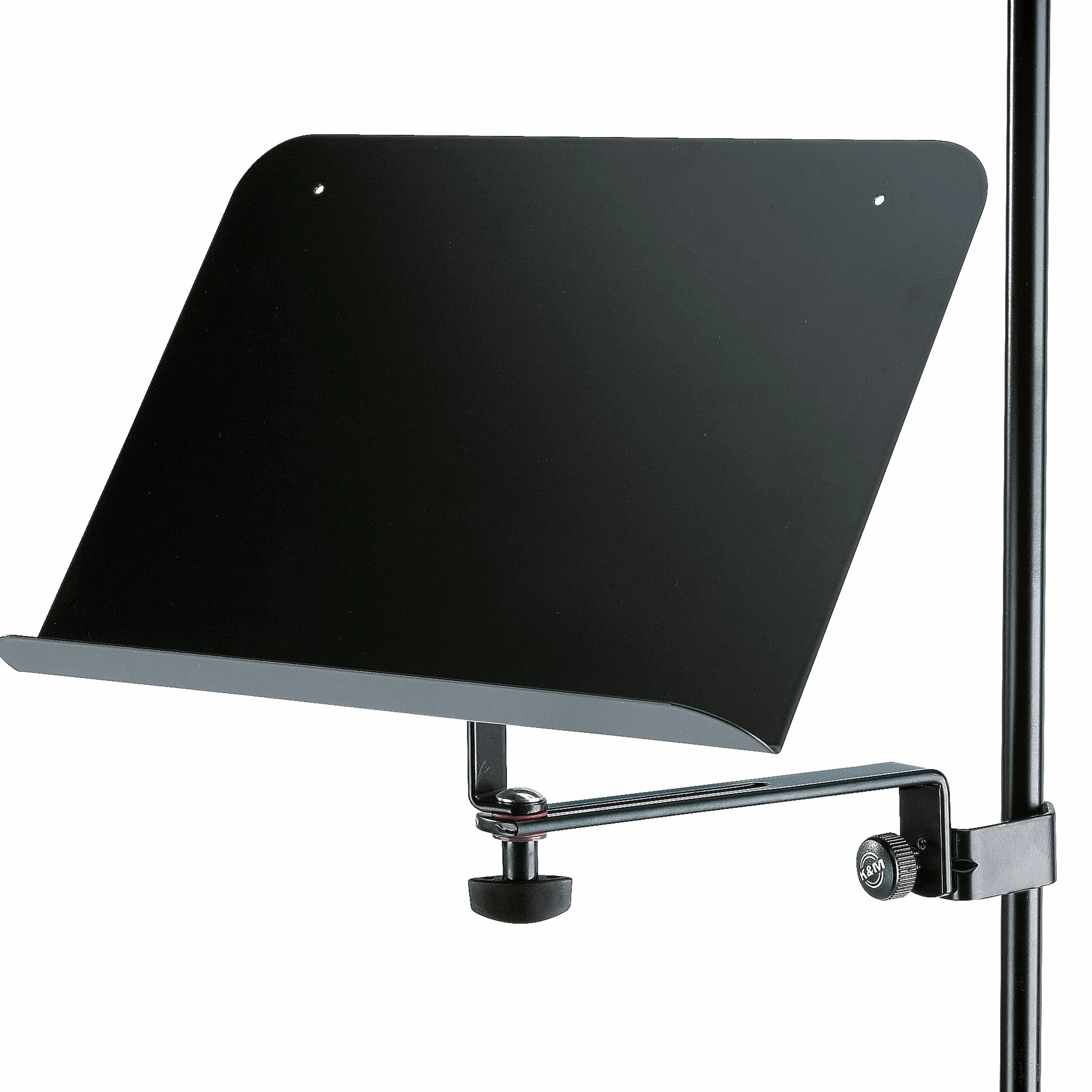 K&M 115/2 Noten- und Konzepthalter Schwarz - 30 cm x 21 cm - neigbare und verstellbare Notenablage - bis Rohr-Ø 3 cm
