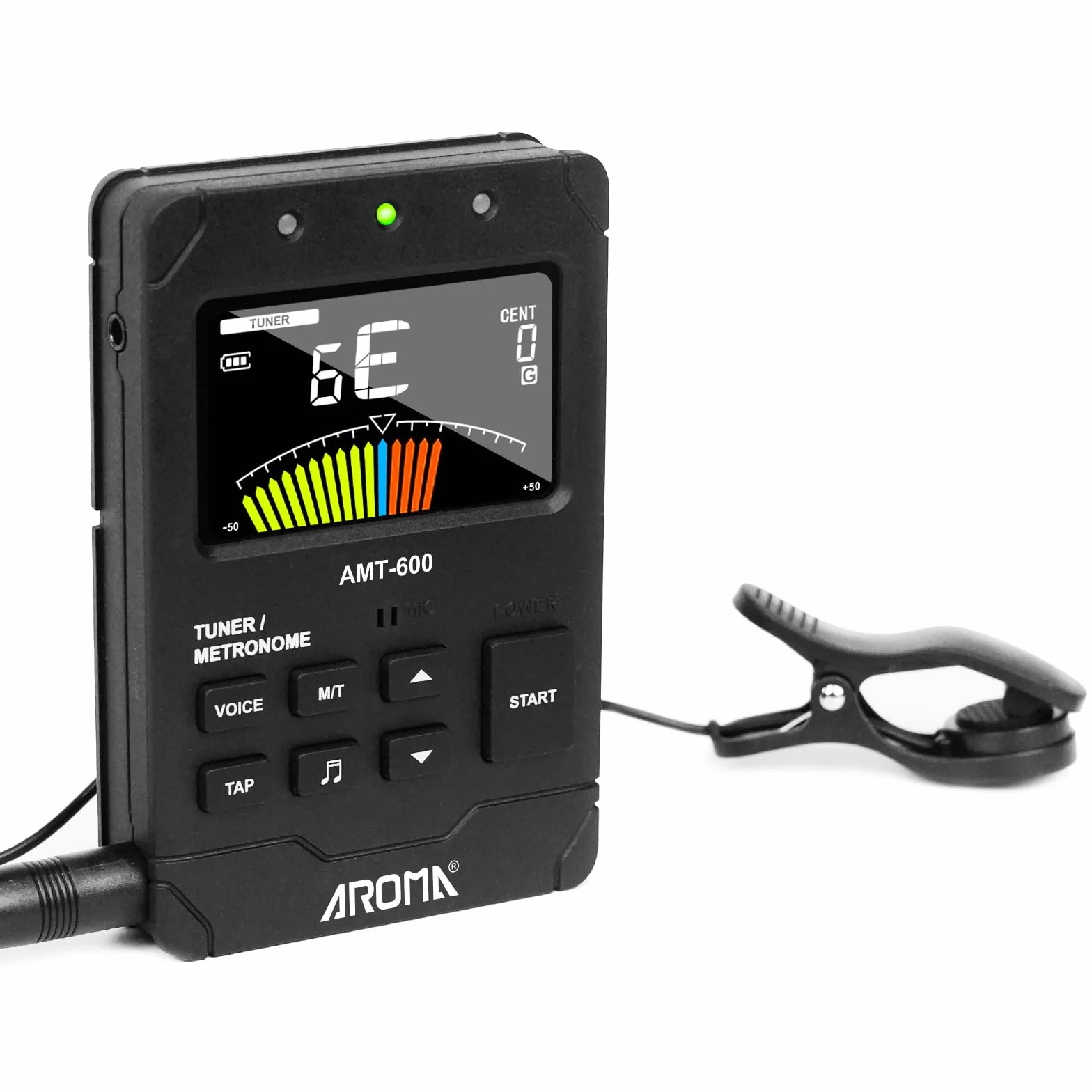 Aroma Digitales Metronom Stimmgerät Wiederaufladbar für Alle Instrumente mit Stimm-Modi für Gitarre, Bass, Violine, Ukulele, Chromatisch und Blasinstrumente
