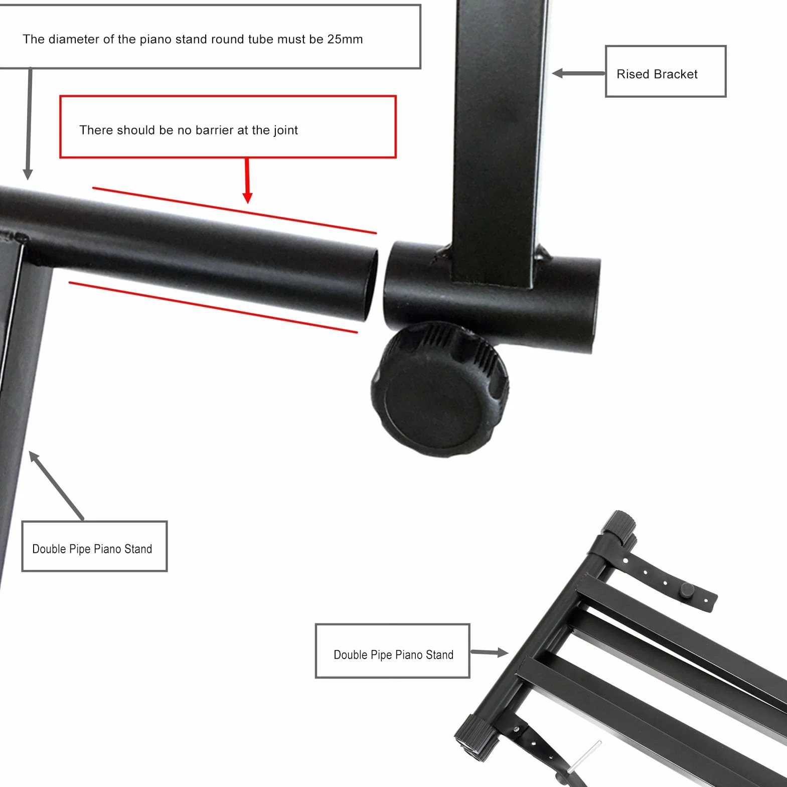 Keyboard-Ständer-Adapter, Zweiter Stand-Ständer, Elektronischer Klavier-Keyboard-Ständer, Rack-Halterung, 42–75 cm Breitenverstellung