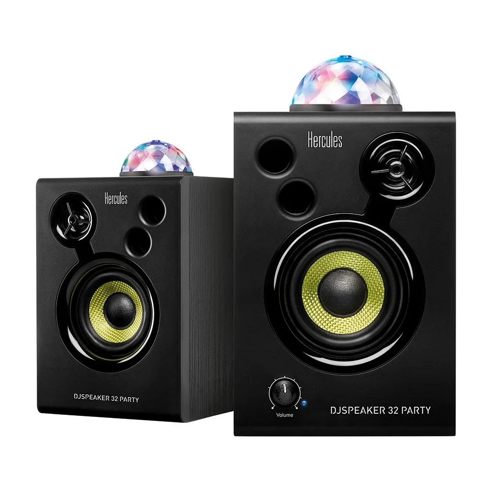 Hercules DJSpeaker 32 Party: 2 x 15 Watt aktive Monitor-Lautsprecher mit integrierter Beleuchtung