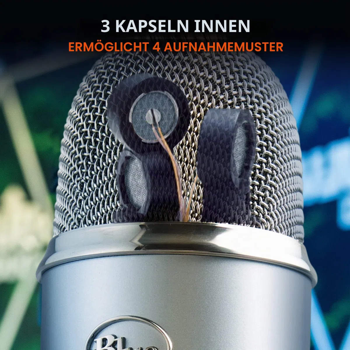 Blue Microphones Yeti Professionelles USB-Mikrofon für Aufnahmen, Streaming, Podcasting, Broadcasting, Gaming, Voiceover und mehr, Plug 'n Play auf PC und Mac - Silber
