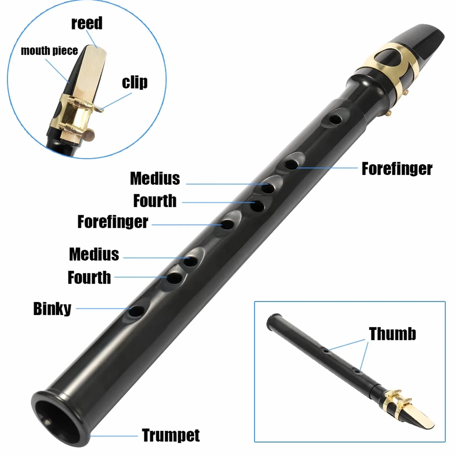 Mini Saxophon, Musikinstrument ABS Tasche Tragbar Klein Saxophon Instrument, für Anfänger und professionelle Künstler, mit Schilf, Zahnpolster, Grifftabellen, Tragetasche