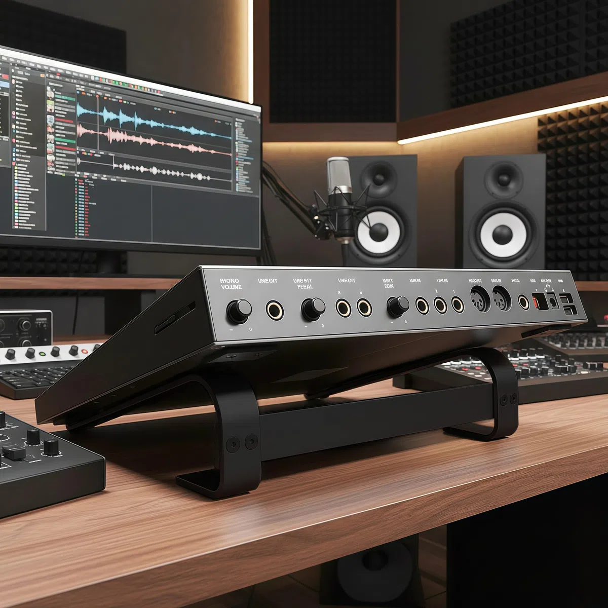 Musiin Aluminium-Drum-Controller-Ständer, tragbarer Kühlständer, kompatibel mit NI Maschine Plus MK3/Ableton Push 3 (schwarz)