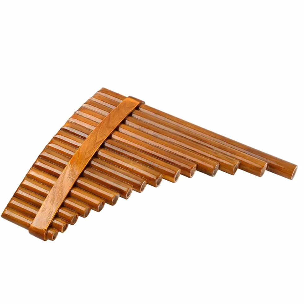 Natürliche Bambusflöte, Windinstrument, handgefertigte Panflöte, 15 Töne in G-Dur, Linkshänder, langlebig, einfach zu installieren