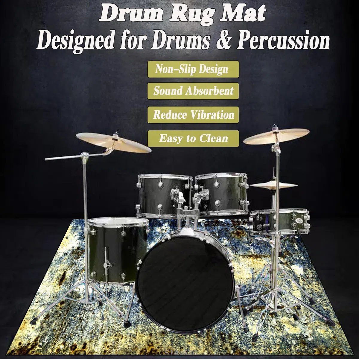 180 x 160 cm Schlagzeugteppich Drum Teppich, Elektrisches Schlagzeug Teppich Teppiche, rutschfeste Trommel Teppiche, Professioneller Schallschutzmatte, Antivibrationsmatte Drumteppich
