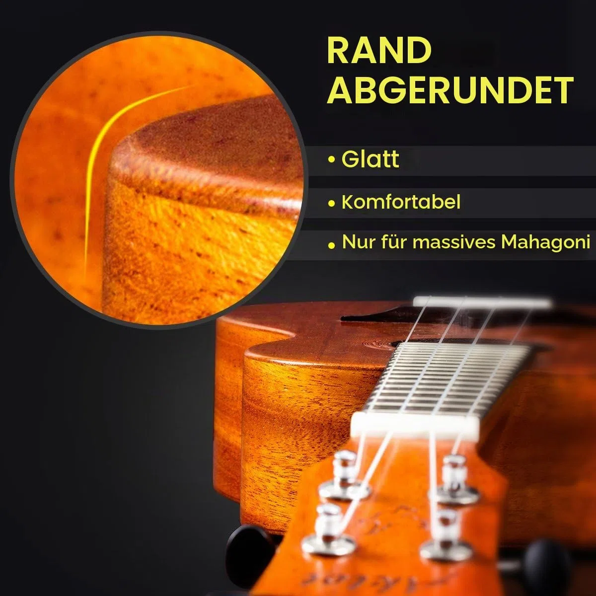 Ukulele Aklot Konzert Ukulele Erwachsene Solides Top Mahagoni Ukelele 23 Zoll mit Kostenlosen Online Kurs 8er Pack Anfänger Starter-Set (Gigbag Plektren Stimmgerät Gürtel Reinigun)