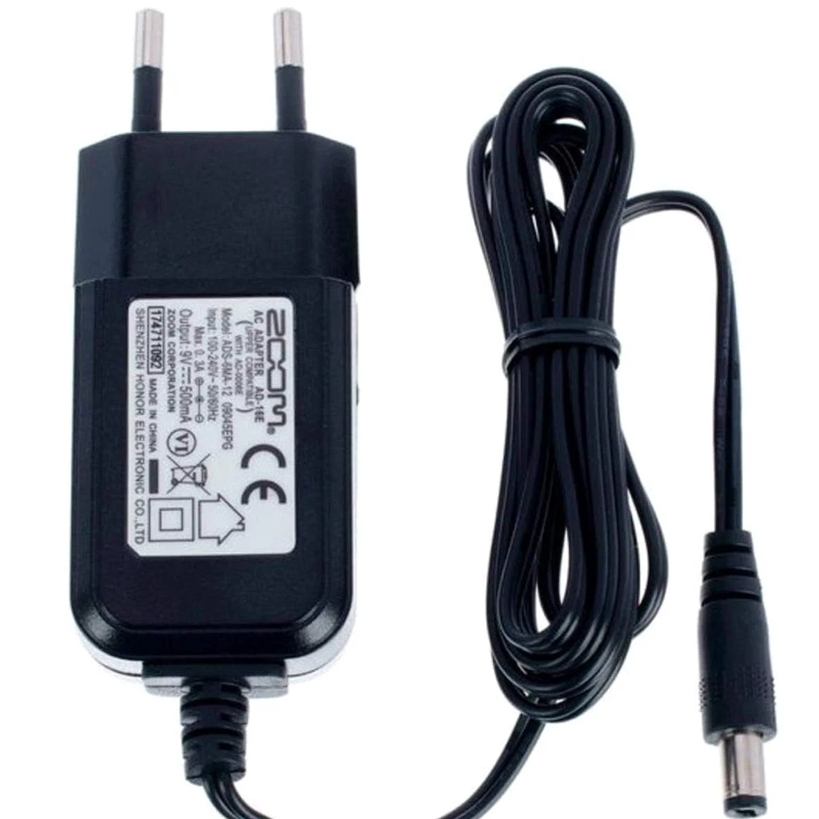 ZOOM AD-16 EU Netzteil für Gitarren- und Bass-Effektgeräte, Drumcomputer und Rhythmusmaschinen – 9V DC Mitte negativ, vielseitig kompatibel