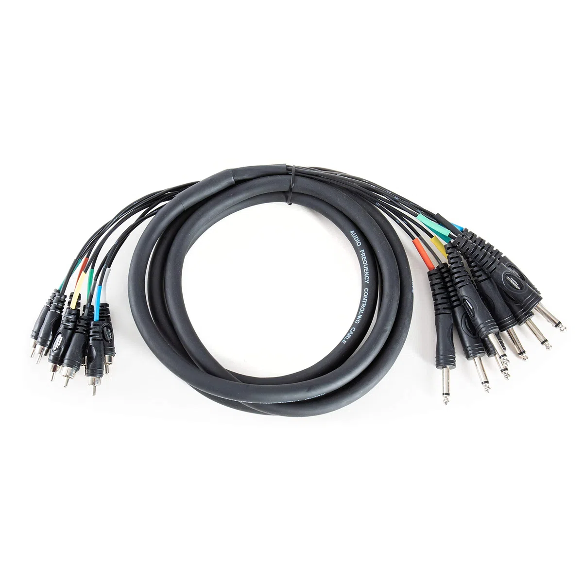 Music Store MC-08, 8-fach Multicore, 3 m, Klinke/Cinch, Professionelles Multicore-Kabel, Nummerierte Anschlüsse, Schwarz