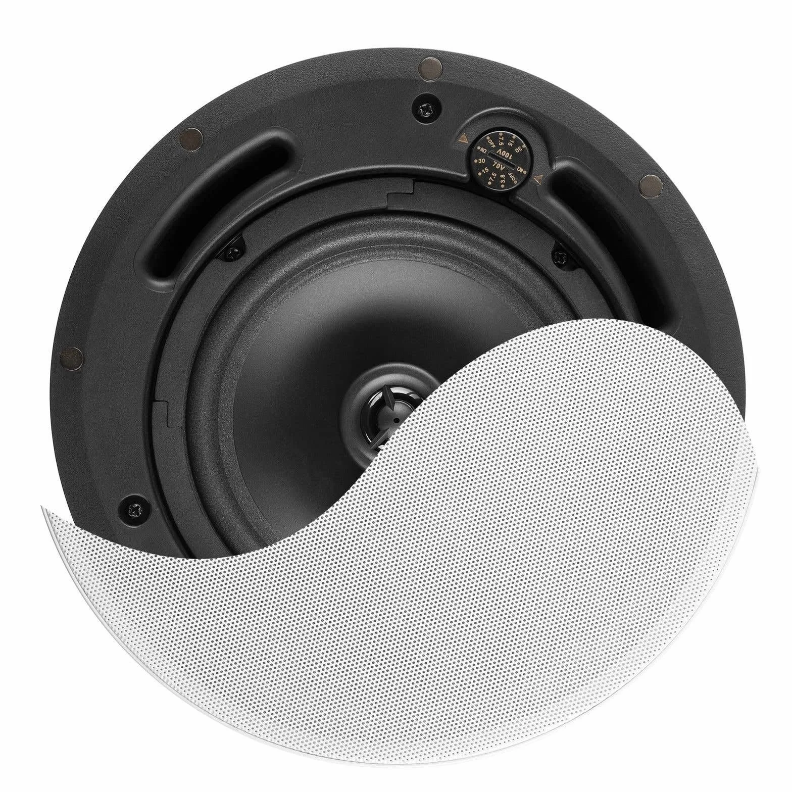 Power Dynamics PS65 Einbaulautsprecher für Wand und Decke, 80 Watt - 6,5 Zoll Einbau Lautsprecher, 2 Wege Deckenlautsprecher, 24cm - Aluminium, Weiß