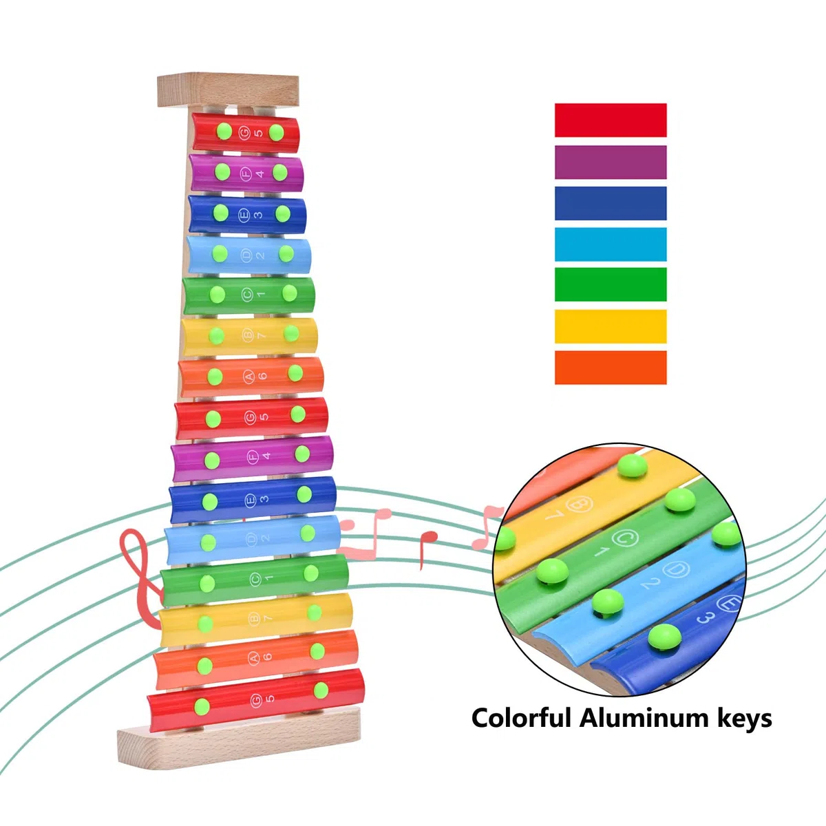 LIEKE Xylophon Holz 15 töne Glockenspiel Musikinstrument Geschenk für Kinder Erwachsene