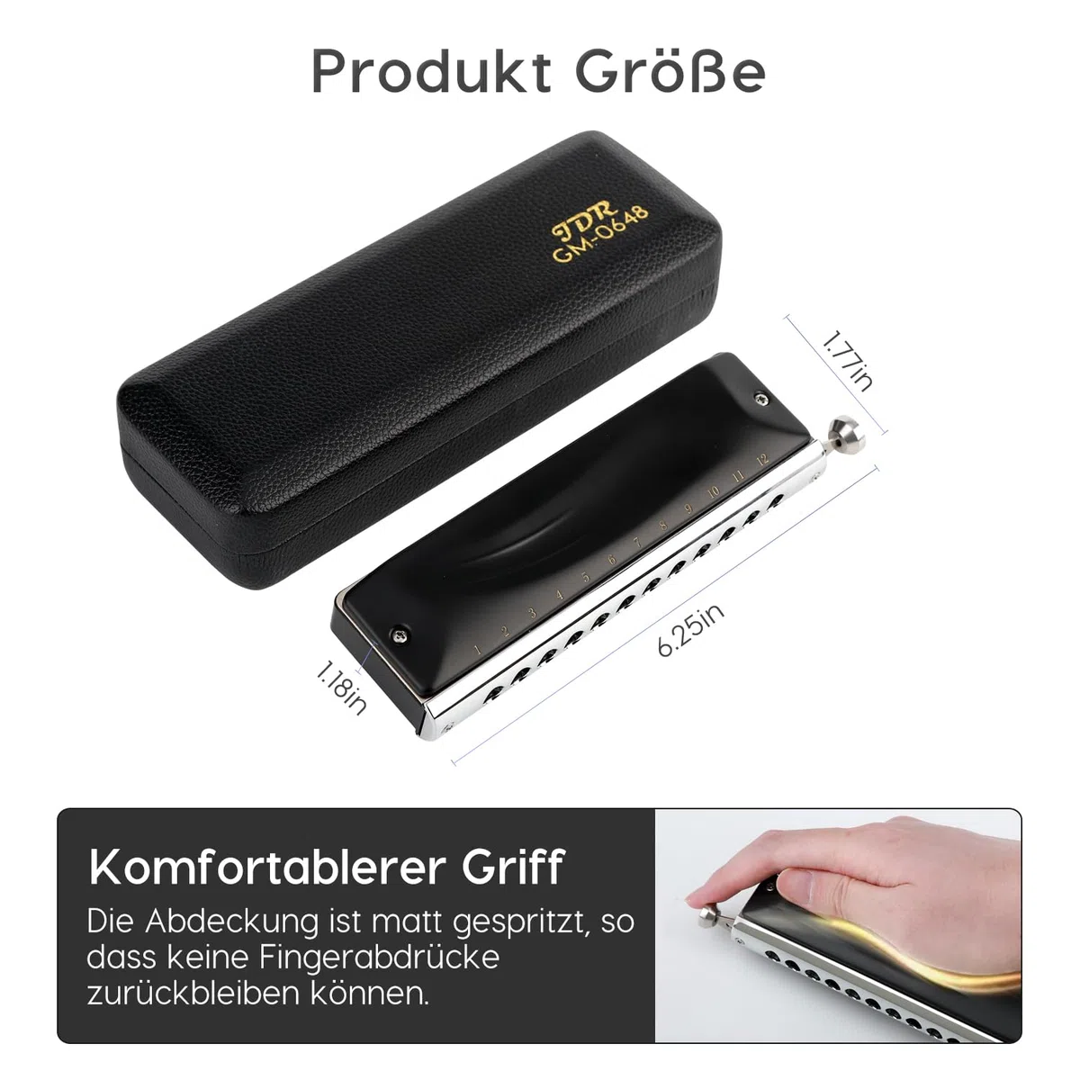 JDR Chromatische Mundharmonika C Key 12-Loch 48 Töne Chromatische Mundharmonika Key of C für Kinder Anfänger Erwachsene Profi Spieler Eltern | GM0648