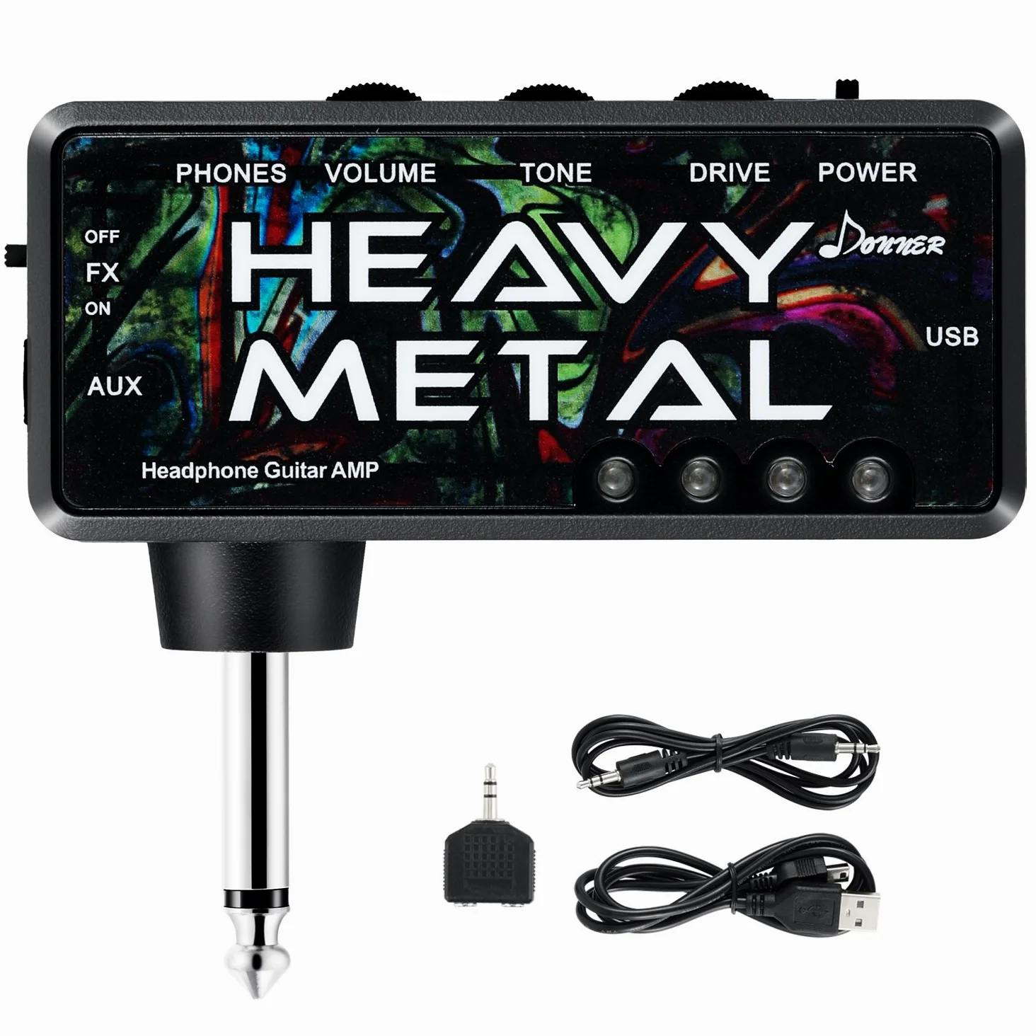 Donner Gitarren-Kopfhörer-Verstärker Heavy Metal USB Wiederaufladbarer Mini-Taschen-Kopfhörer-Verstärker für E-Gitarre