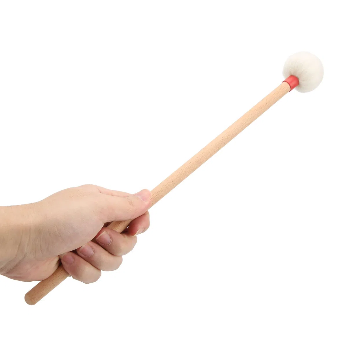 2 Stück Trommelschlägel Filzschlägel Sticks Ahorngriff Holzschlägel Percussion Sticks für Bassdrums Pauken Snaredrums(rot)