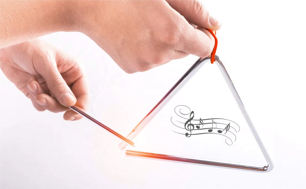 5x Classic Cantabile Triangel mit Schlägel - Triangle aus Stahl für Kinder und Musikalische Früherziehung - Schlaginstrument mit 10cm (4") Größe und Klöppel - ideal für Kindergarten