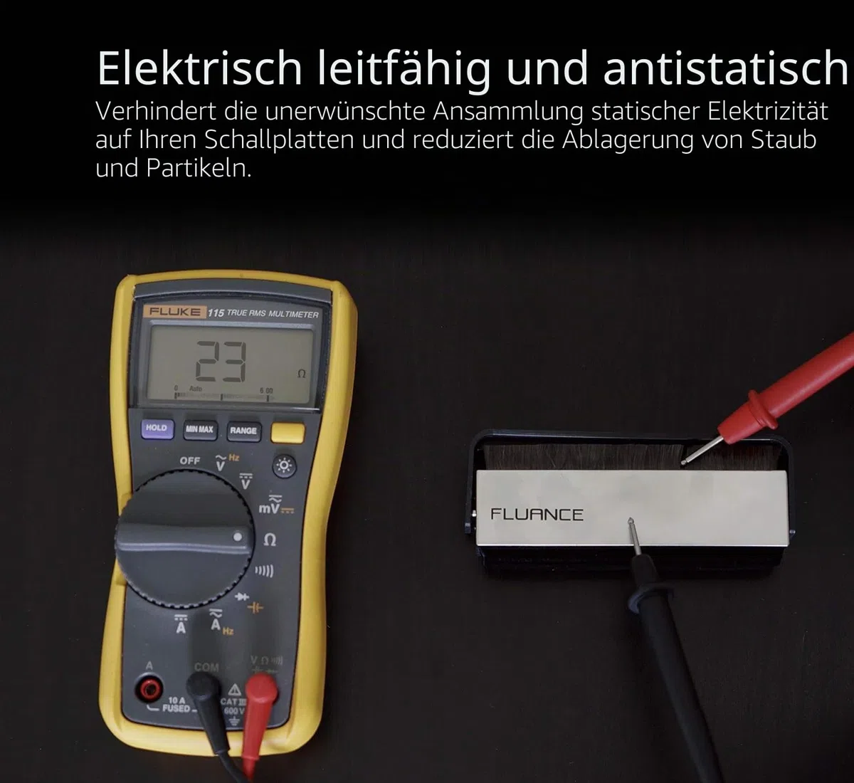 Fluance Reinigungsset für Schallplatten und Eingabestift, mit 2-in-1 antistatischer Kohlefaser und weicher Samt-LP-Bürste und Eingabestift-Bürste (VB52)