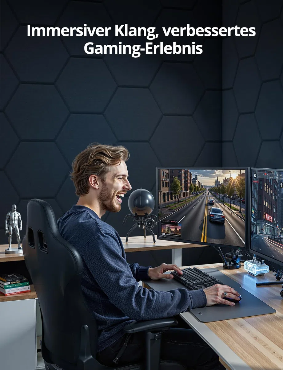 Kuchoow Hexagon Akustikplatten selbstklebend Schallabsorber Wand, 12 Stück Akustikpaneele Filz Akustik Absorber für Studio, Gaming, Büro, Decke, Tür, Kinderzimmer, Wohnzimmer, 30x26x0,9 cm, Schwarz