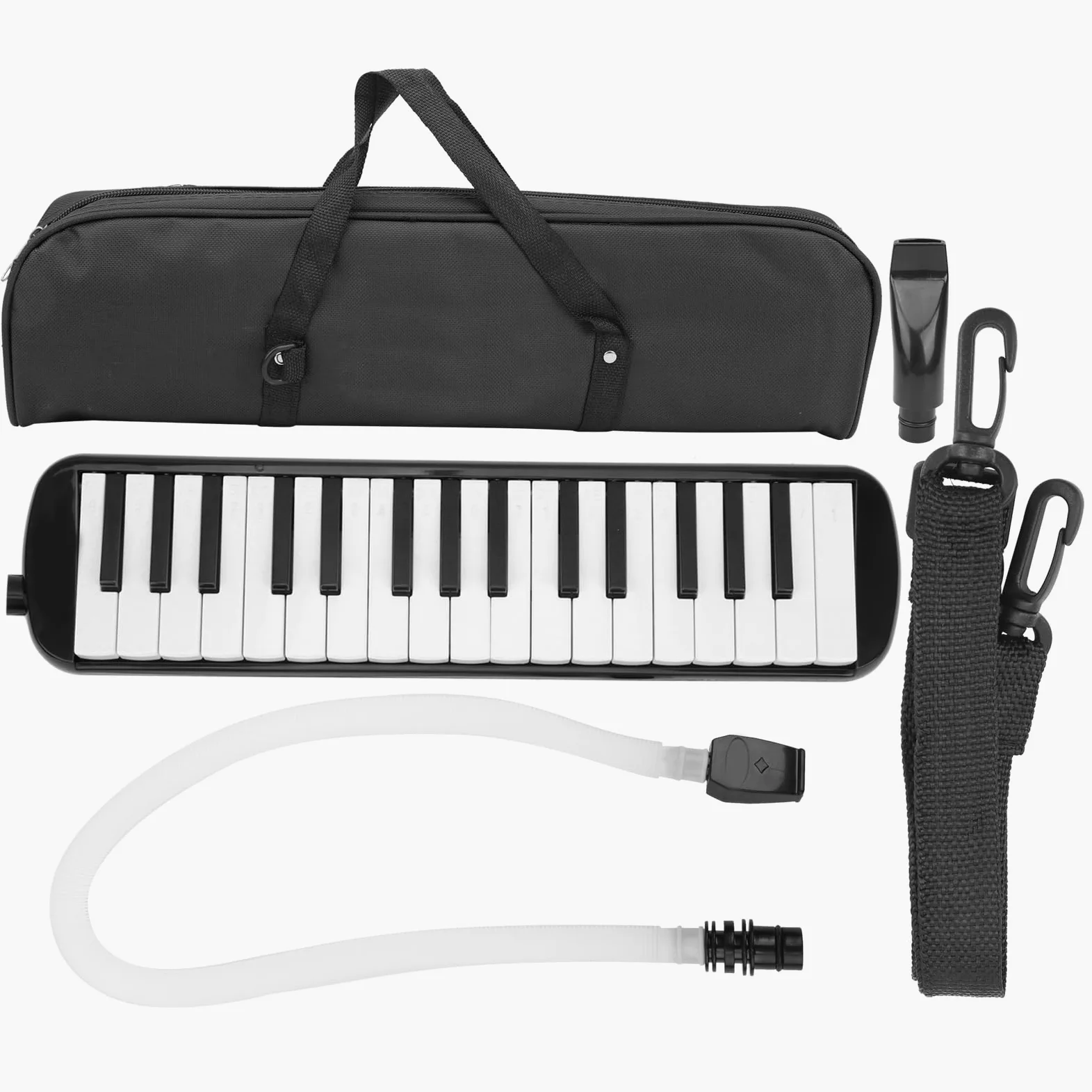 32 Tasten Melodica ABS IRIN Melodica Geeignet für Anfänger Übungstasche Blasmusikinstrument Tastatur Mundharmonika Schwarz (Schwarz)
