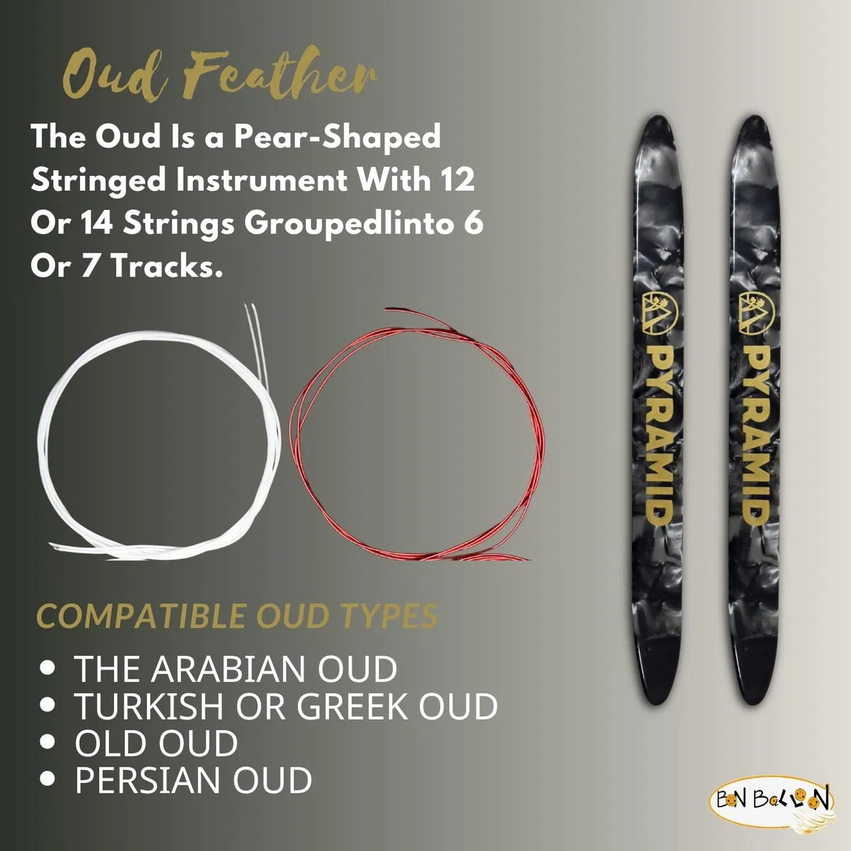 Ägyptische Professionelle 10 Oud Saiten Gitarre Kupfer überzogene Nylon Oud + 2 Stück Pyramidenprofi Standard Oud Plektrum Plektrum Ud Risha Reeshe Germany Oudh Musikinstrument Zubehör