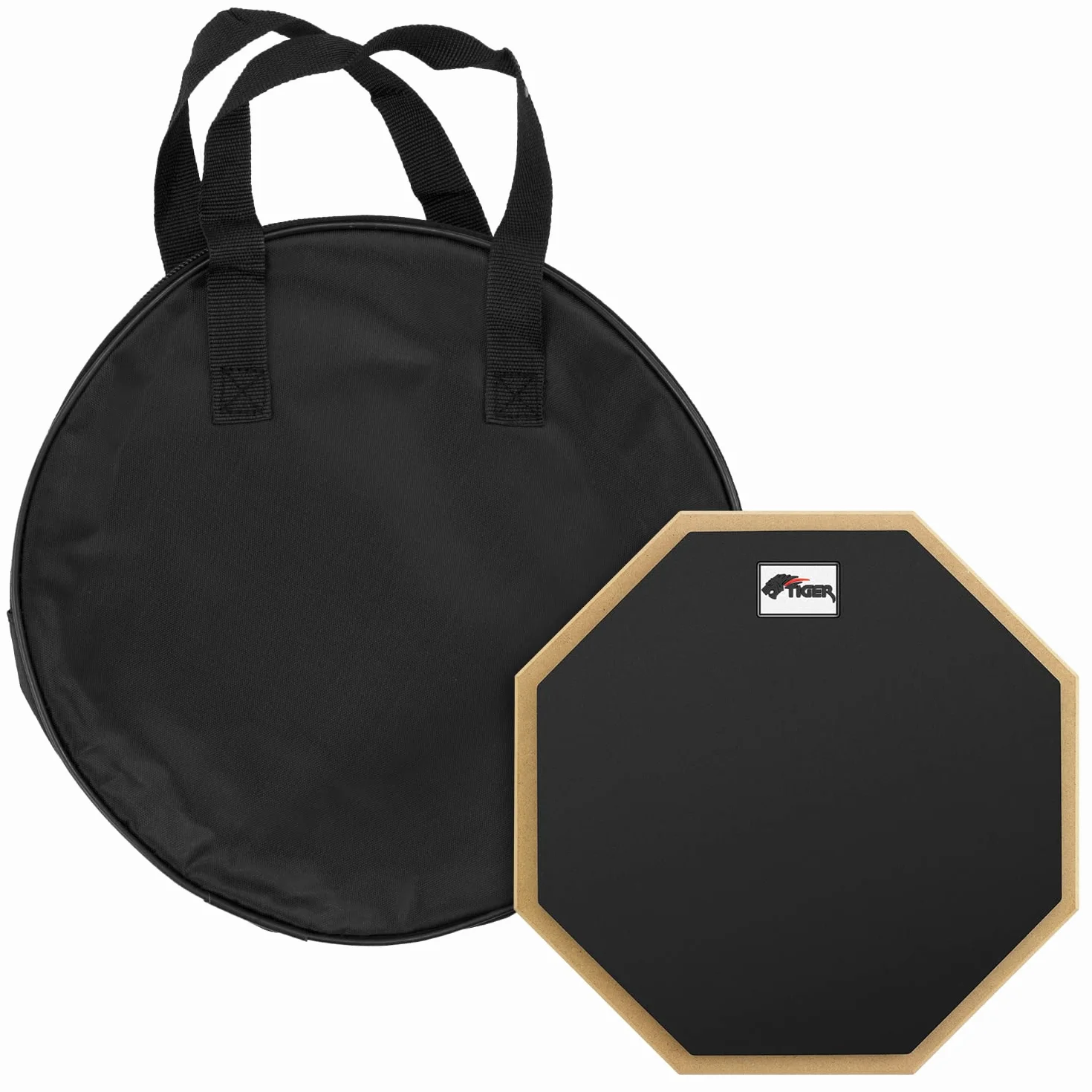 TIGER TDA4-10 Drum Übungs-Pad mit Tragetasche - für Tisch oer Ständer montierbar | Inklusive Tragetasche, für den Schreibtisch oder Ständer montierbar