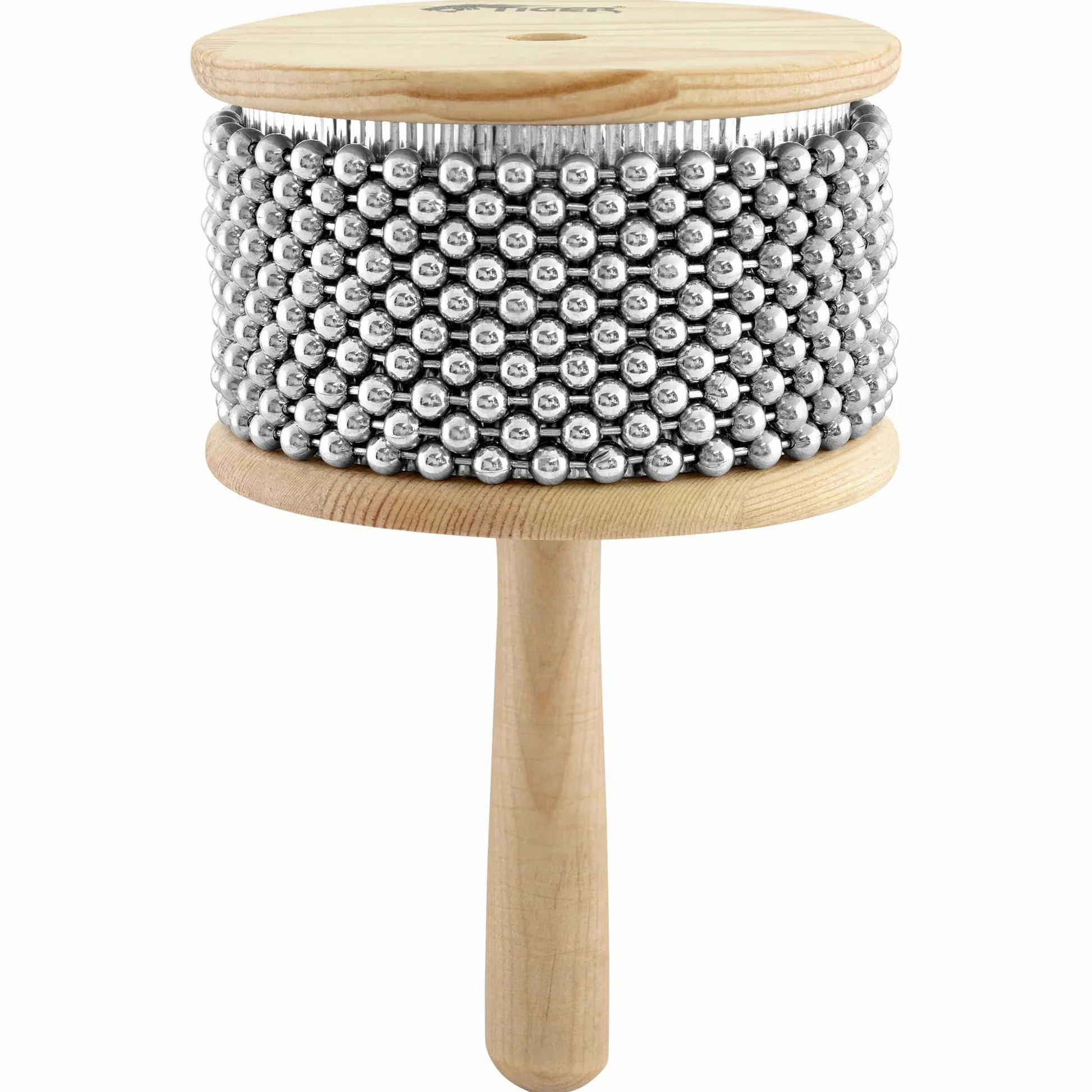 TIGER CAB14-NT Cabasa - Natürlich | Stahlkugelketten-Kopf, konischer Griff, lateinamerikanisches Percussion-Instrument für Schulen, Theater und Studios