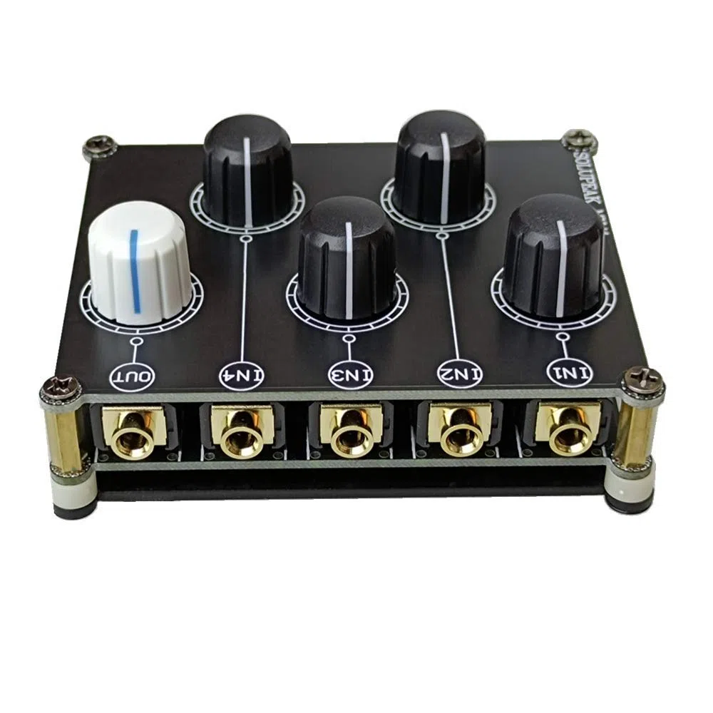 Mini 4-Wege-Audio-Mixer, Stereo, 4-in-1-Out-AUX, passive 3,5-mm-Line-Level-Steuerung MX41