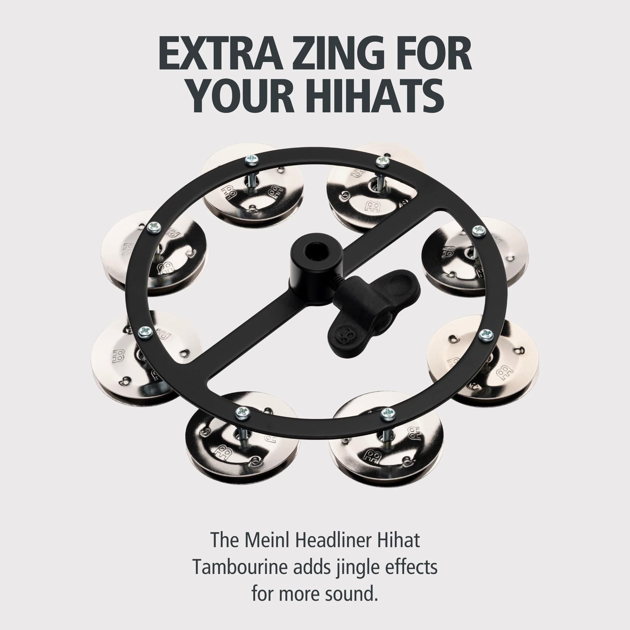 Meinl HiHat Tambourine HTHH1BK, Metal, Steel Jingles,SingleRow