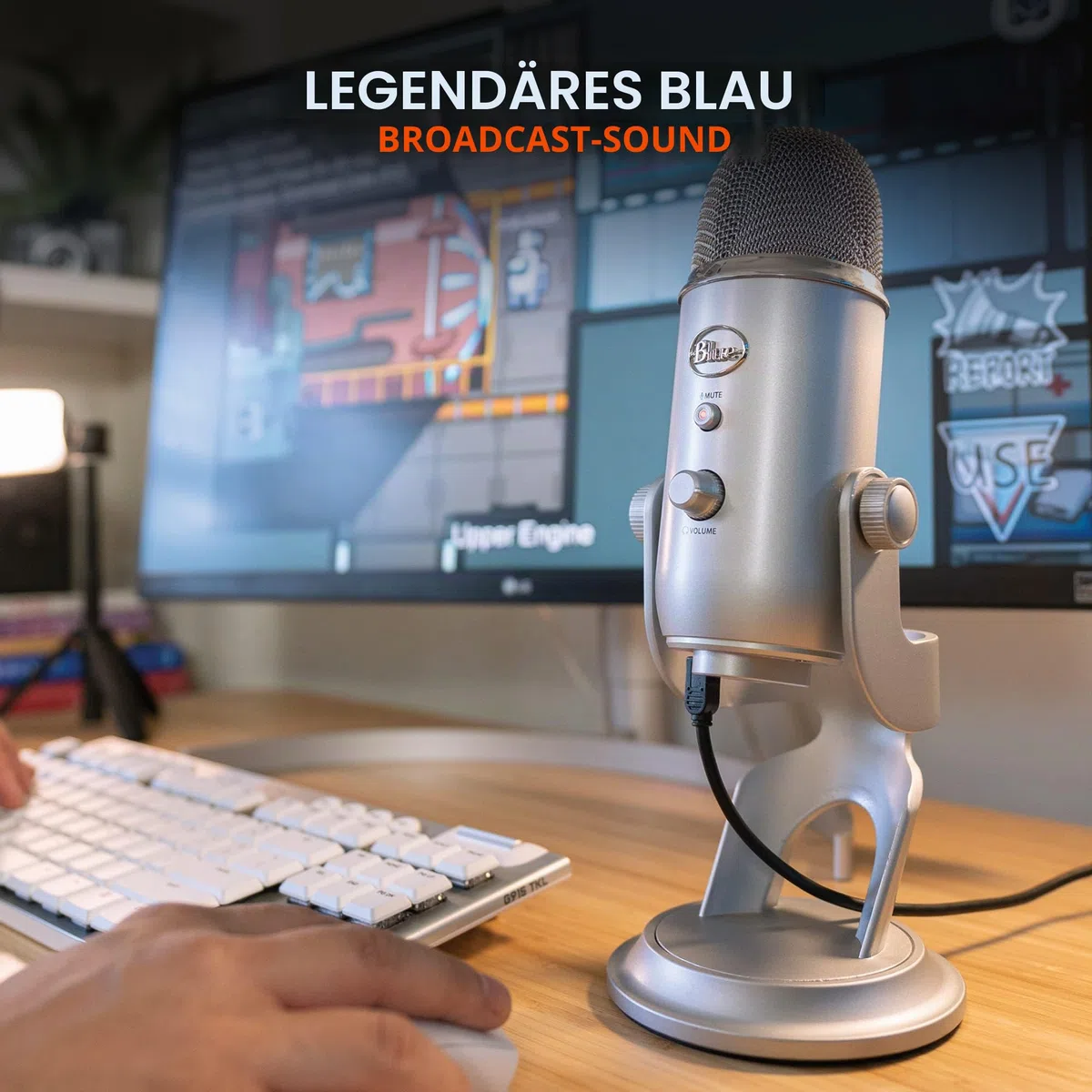 Blue Microphones Yeti Professionelles USB-Mikrofon für Aufnahmen, Streaming, Podcasting, Broadcasting, Gaming, Voiceover und mehr, Plug 'n Play auf PC und Mac - Silber