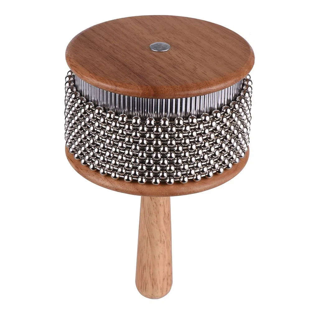 1 Stück Holz Cabasa Metall Perlen Kette & Zylinder Pop Hand Shaker Percussion Instrument Für Klassenroom Band Mittelgröße, 9 cm