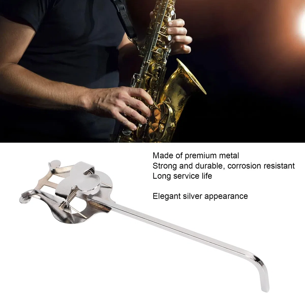 Altsaxophon Notenständer, Metall Blaskapelle Saxophonleier Tragbarer Notenständer Clips Seitenhalter Marschgabel Saxophon Clipständer Musik Leierhalter Notenleier Halter für Musikblatt Marching Band
