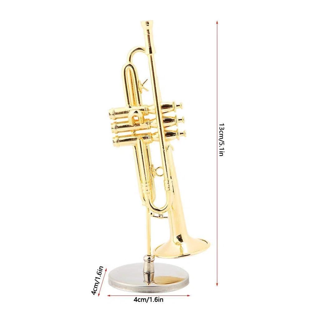Miniatur Trompete Saxophon Replik Vergoldet Musikinstrument Modell Mit Koffer Und Ständer Für Sammler Und Musikliebhaber