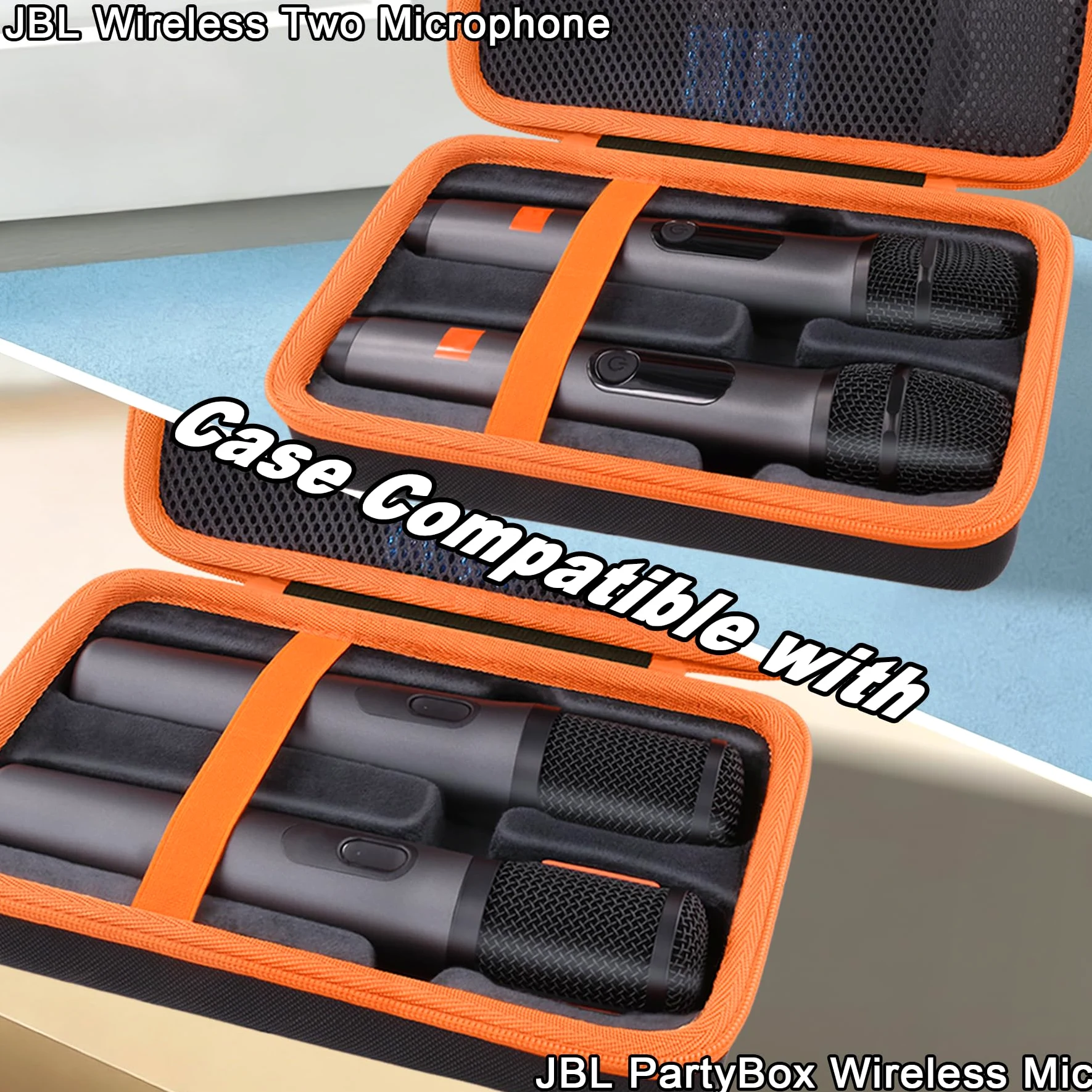 co2CREA Harte Eva Reisetasche Kompatibel mit JBL PartyBox Wireless Mic 2X Digital Wireless Mikrofone, Doppel-Mikrofon Schutzhülle für kabellose JBL Karaoke Mikrofone, nur Tasche ohne Mikrofon