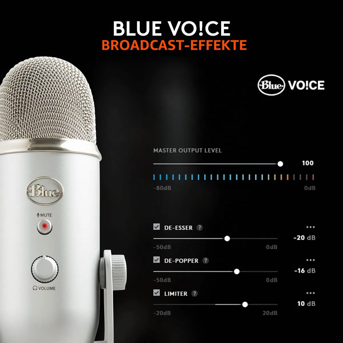 Blue Microphones Yeti Professionelles USB-Mikrofon für Aufnahmen, Streaming, Podcasting, Broadcasting, Gaming, Voiceover und mehr, Plug 'n Play auf PC und Mac - Silber