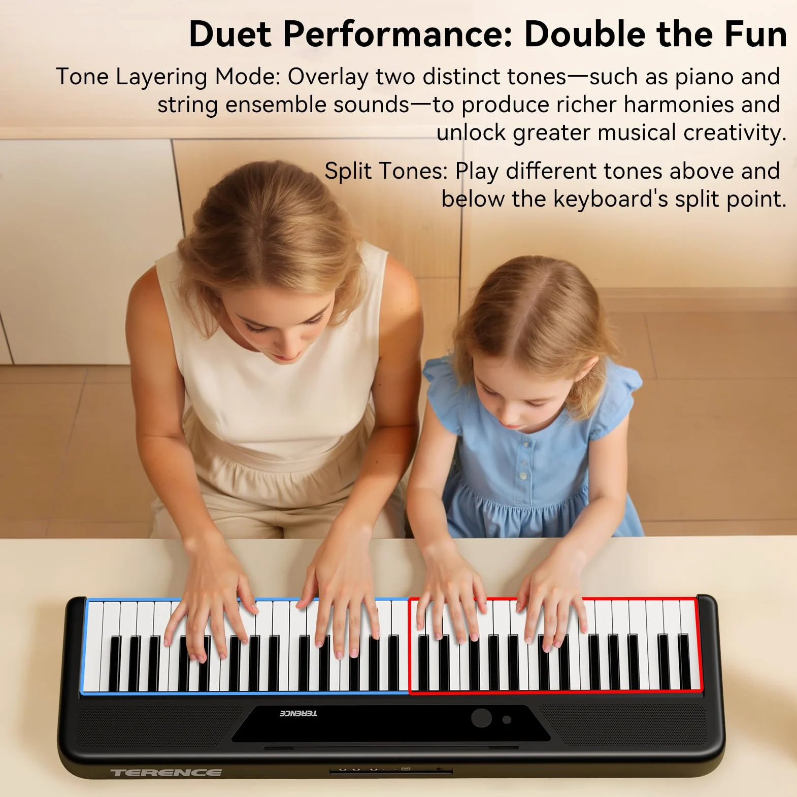 TERENCE Keyboard Piano 61 Tasten Klavier mit Ständer – Tragbares E-Piano für Kinder & Erwachsene 10W Lautsprecher Touch Response 128 Klänge Metronom & Aufnahmefunktion