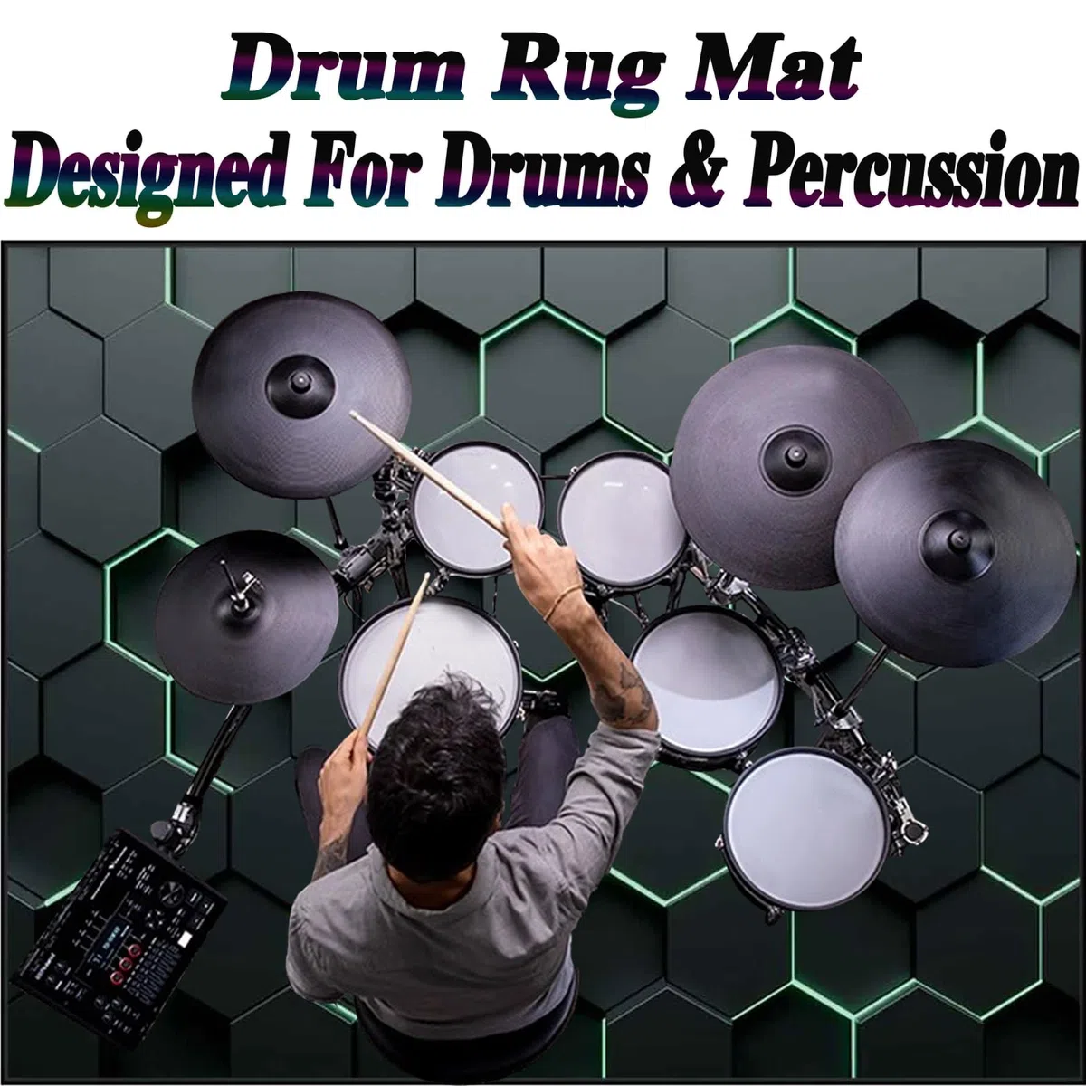 160 x 140 cm Schlagzeugteppich Schalldicht Drum Teppich rutschfest Trommelteppich Musikinstrumente Bodenmatte Professionelle Schlagzeug Teppich Elektronisches Jazz Schlagzeug Kit für Bass Snare Drum