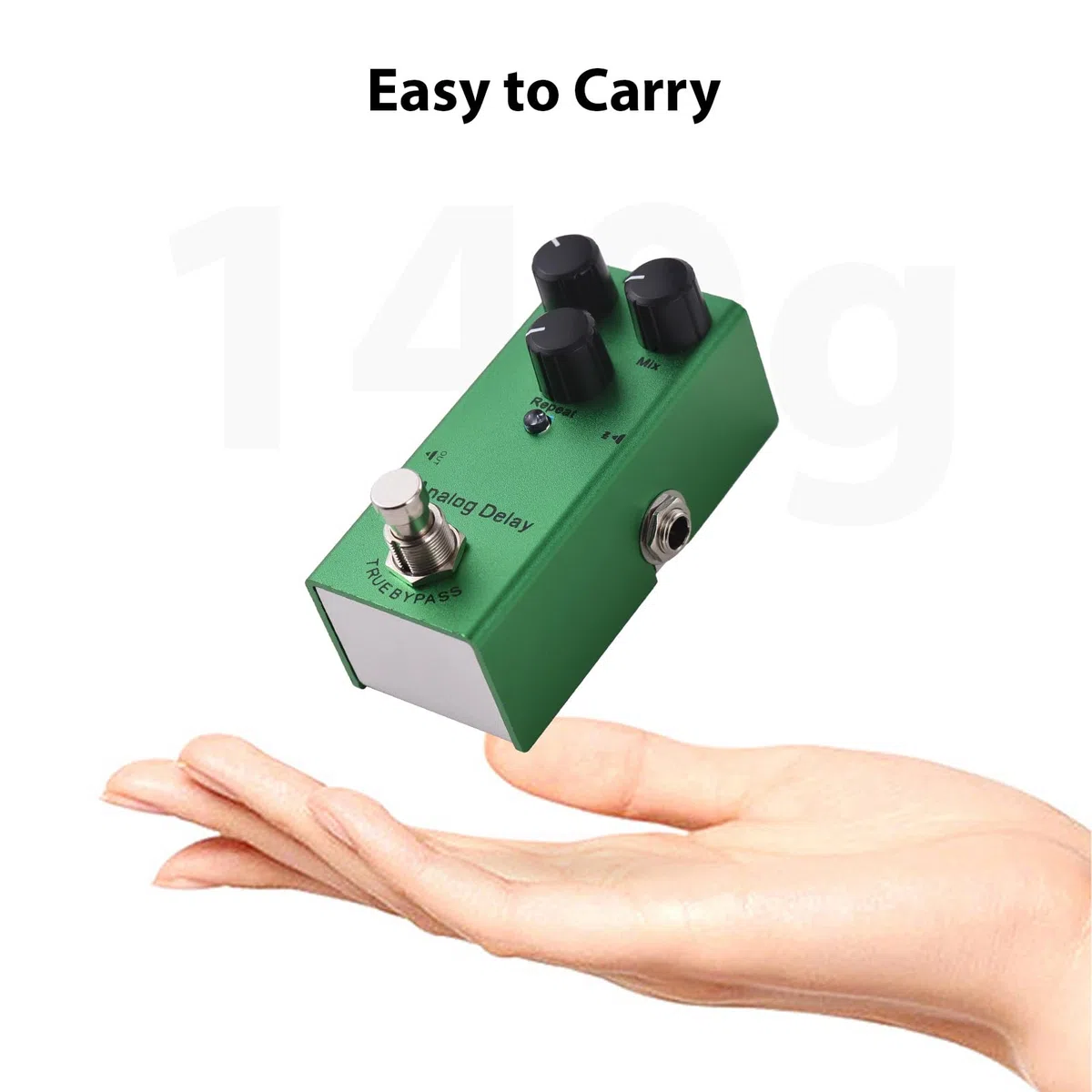 Analog Delay Guitar Effects Pedal with Time Mix Repeat Controls Knob DC 9V 6.35mm Input Output Electric Guitar Effector True Bypass Green Mini Aluminum Design