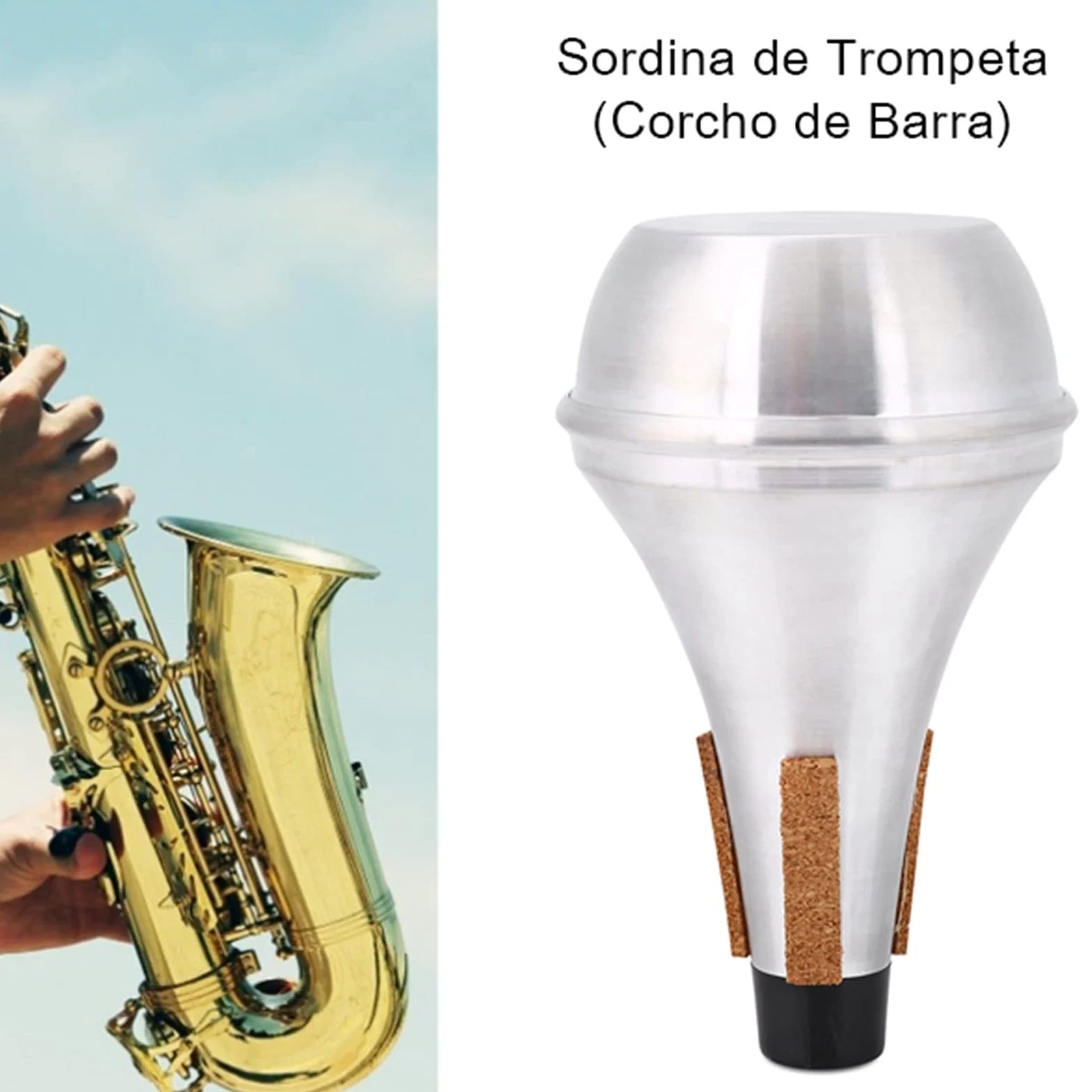 Trompetendämpfer, Tragbare, Langlebige Korkstreifen aus Aluminiumlegierung, Übungsdämpfer, Musikinstrumententeil, Trompetenzubehör