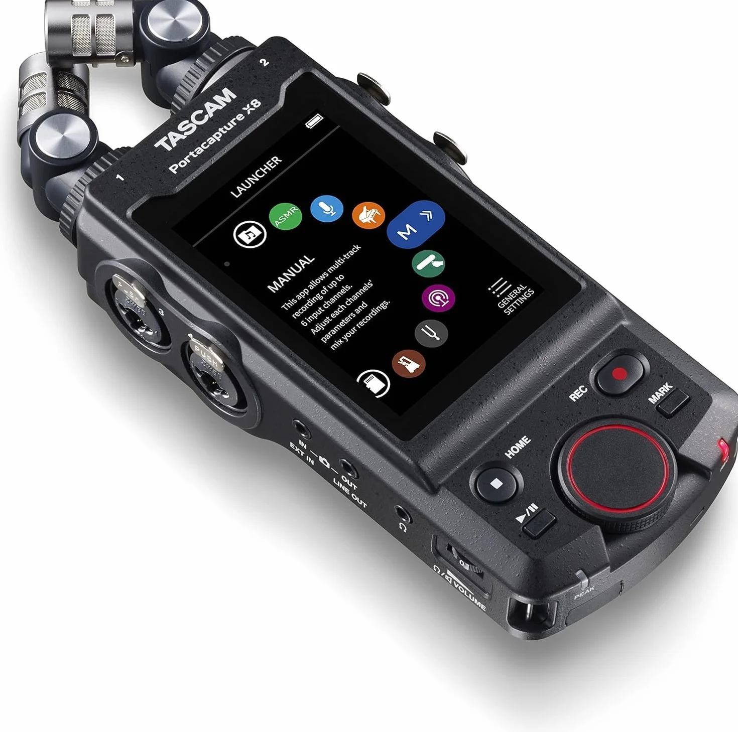Tascam Portacapture X8 - Portabler 6+2-Spur High-Resolution 32-bit/192-kHz Rekorder, USB2.0, schwarz, portabel
