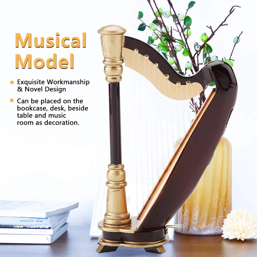 Mini Harfe, Hölzerne Miniatur Harfe Replik Harp Instrumente Musikinstrumente Modell mit Geschenken Case Instrument Model Musikgeschenke Ornamente