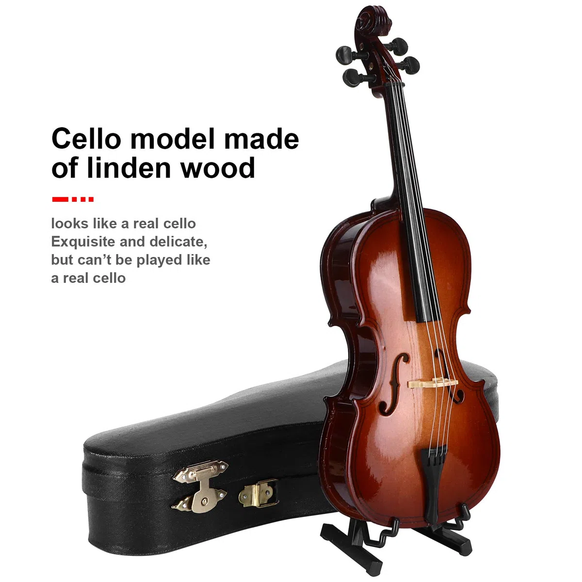 Mini-Cello-Modell, Ornament, Holz-Cello Mit Bogenständer, Koffer, Bass, Musikinstrument, Sammlerstück, Geschenk Für Freunde, Kinder