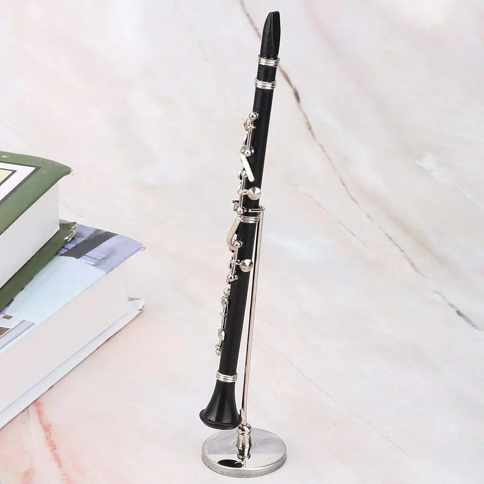 16 Cm Großes Mini-C-ET-Modell, Klarinette, Musikinstrument, Ornamente, Bass-Blasinstrumente, Dekoration, Display, Klarinette, Miniatur-Fälschung, mit Ständer und Etui,