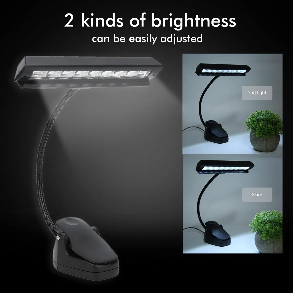 LiebeWH Notenpultleuchte LED Clip-On Notenpultleuchte Verstellbarer Hals Professionelle USB-Notenpultlampe