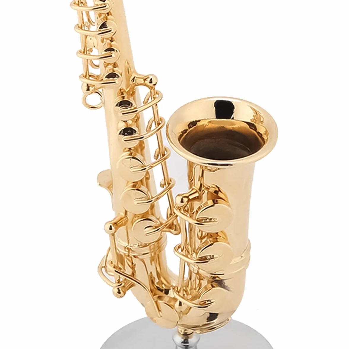 Miniatur-Altsaxophon, dekoratives Modell, Messing, vergoldet, Mini-Saxophon für Musikliebhaber, Lehrer, mit Ständer und Koffer, Sammler-Replik