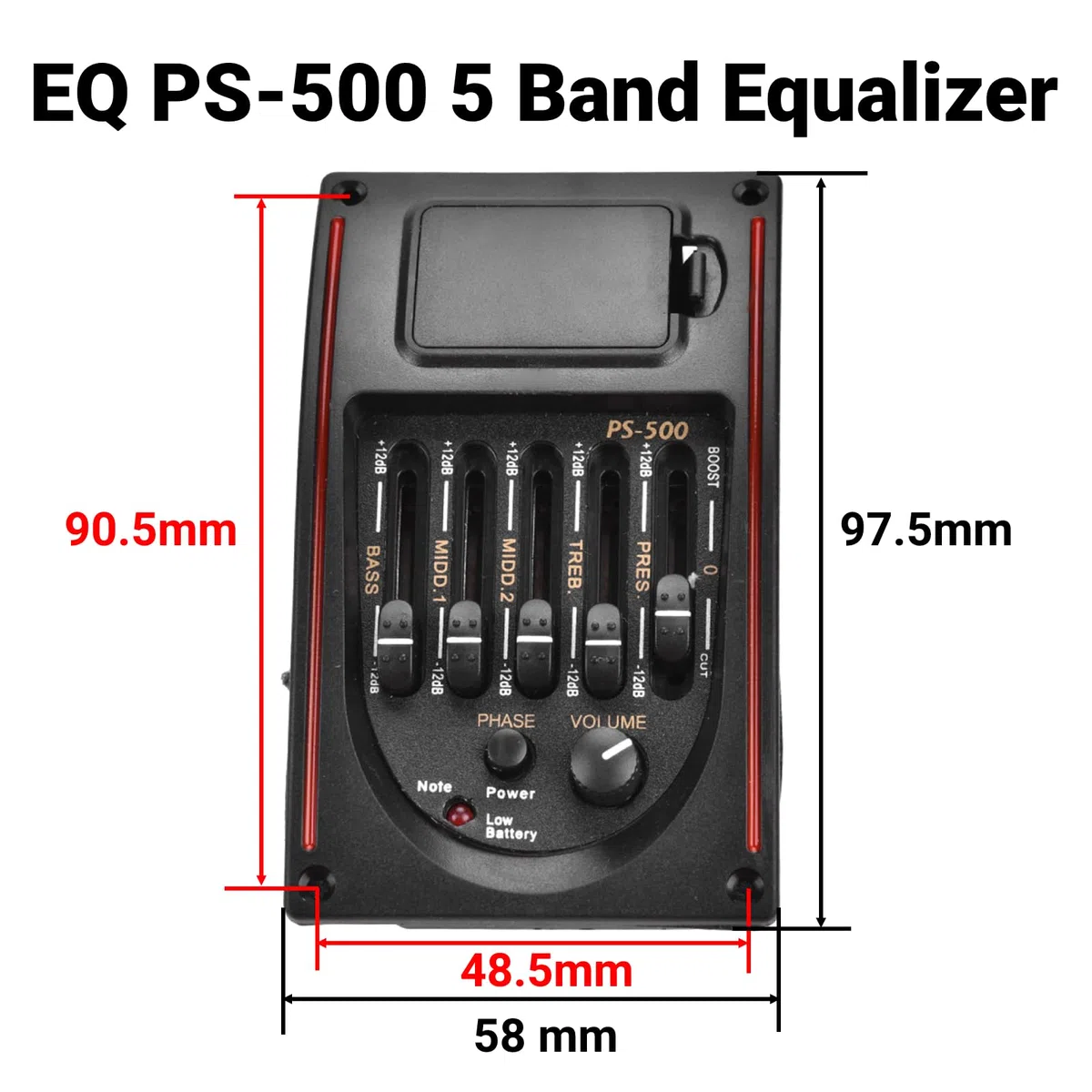 EQ Gitarren-Equalizer PS-500 5-Band-Equalizer Akustikgitarren-Equalizer-Tuner Digitaler Tonabnehmer für Akustikgitarre Zubehör für Musikinstrumente