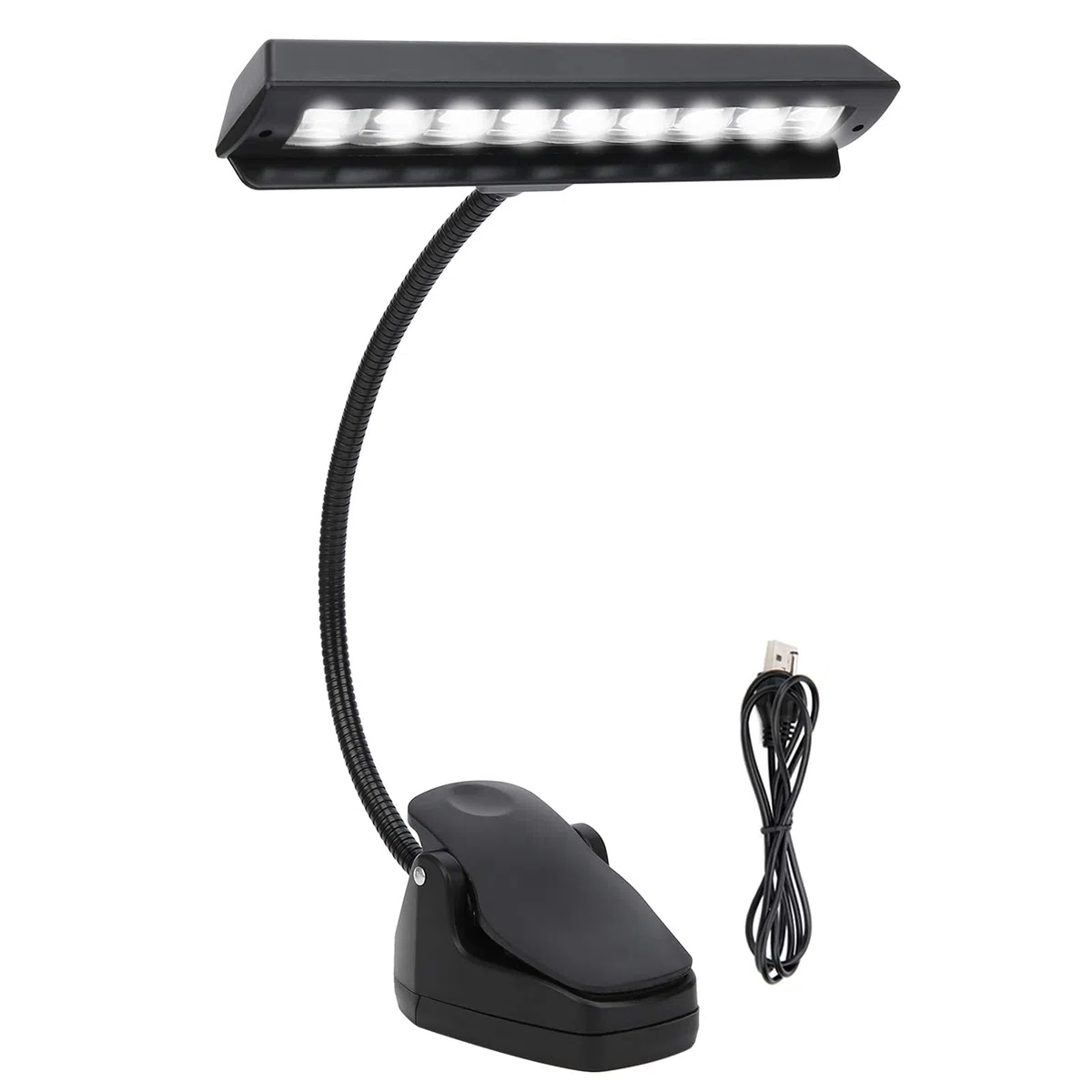 LiebeWH Notenpultleuchte LED Clip-On Notenpultleuchte Verstellbarer Hals Professionelle USB-Notenpultlampe