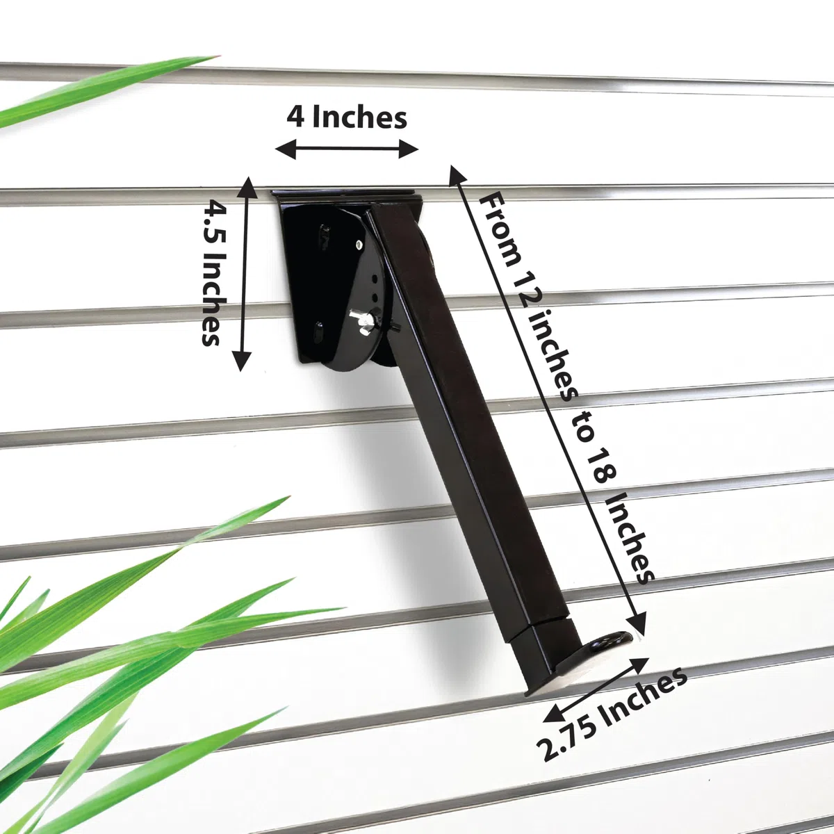VICTORY DISPLAY & STORE FIXTURE MFG Slatwall Tastaturständer aus robustem Stahl (4er-Pack), Wandhalterung mit Teleskoparmen (30,5 cm - 45,7 cm), Schwarz