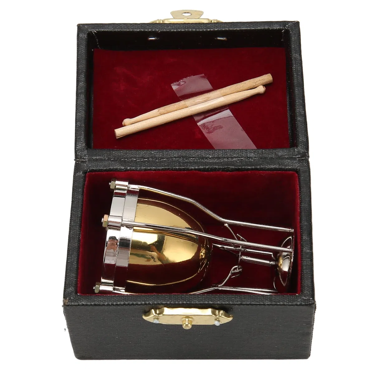 Miniatur -Timpani -Modell exquisite Kupfer paupani Ornament Dekoratives Stück für Abschlussgeburtstag Weihnachtsmusikliebhaber Kupfer Composite Holz 4 x 4 x 6,2 cm
