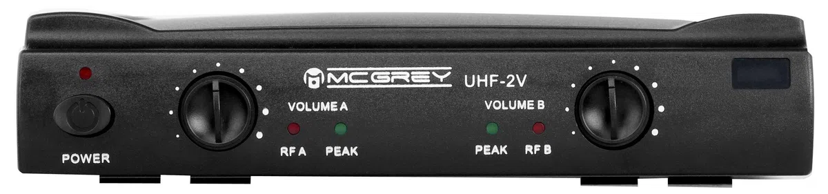 McGrey UHF-2V Dual Funk Mikrofon Set mit 50m Reichweite (Wireless Komplettset mit 2 x Handmikrofon, Betriebsdauer ca. 8 Stunden, 6,3mm Klinke Ausgang) schwarz