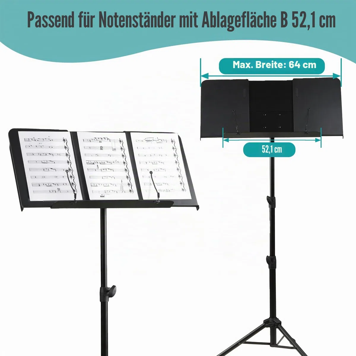 Vekkia Notenständer-Verlängerungen, Panel 21,6 cm × 31,8 cm (2 Stück), passend für Panel-Musikständer mit einer Breite von 51,8 cm oder weniger, max. montierte Breite 64 cm.